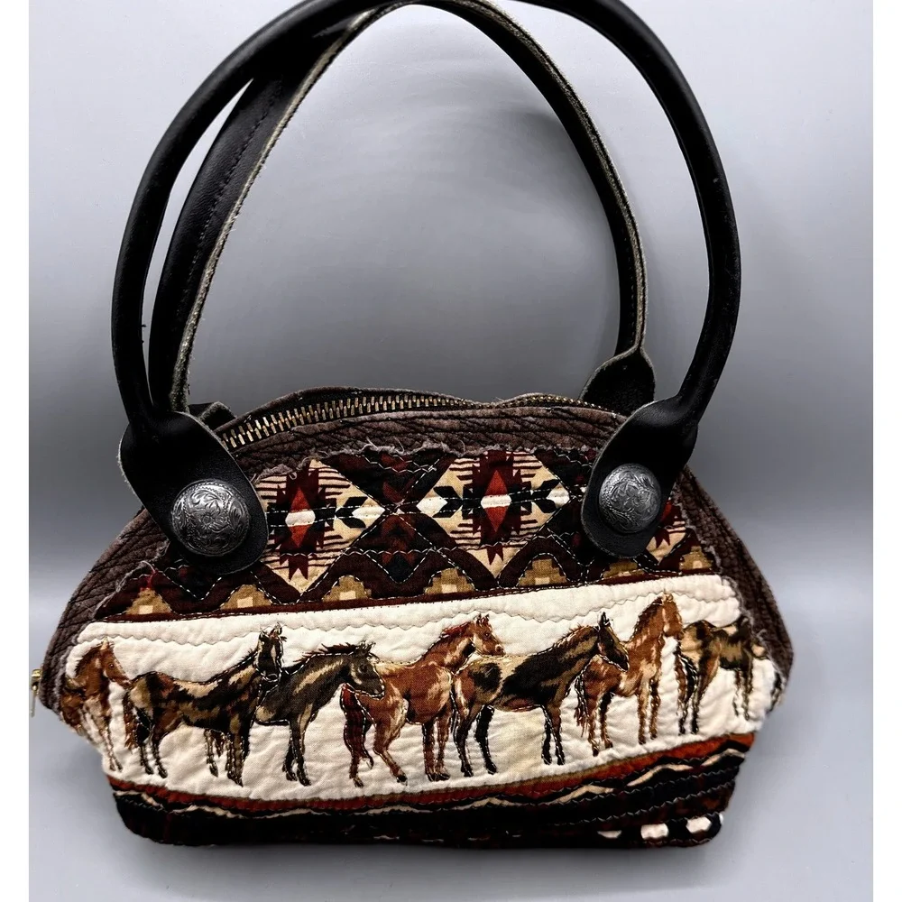The Glad Rag Co Custom Horse Tapestry Purse Western Handbag Leather Concho